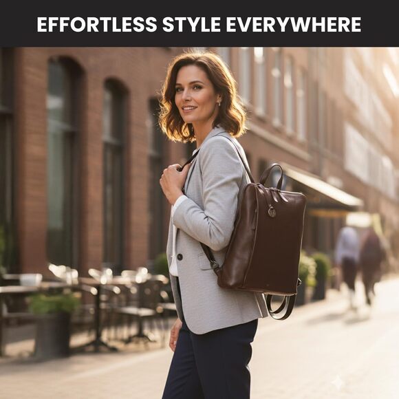2409 14.5 Inch Leather Backpack and , Brown Leather Backpack main image 8